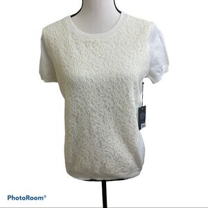 Vince Camuto lace front short sleeve top/blouse New size P medium